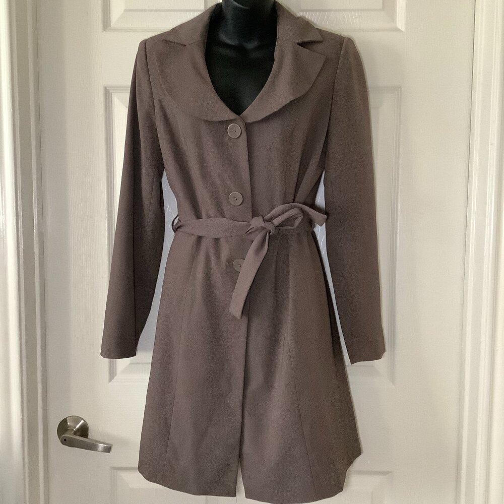 Signature by Larry Levine Women Brown Cotton Long Sleeve Blazer 